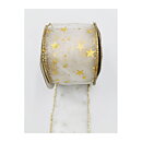 Ribbon - Christmas Hearts White and Gold