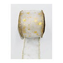 Ribbon - Christmas Hearts White and Gold