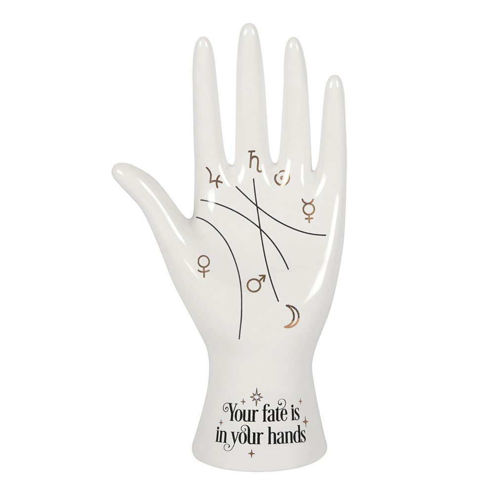 Vit Keramisk Palmistry Hand Ornament