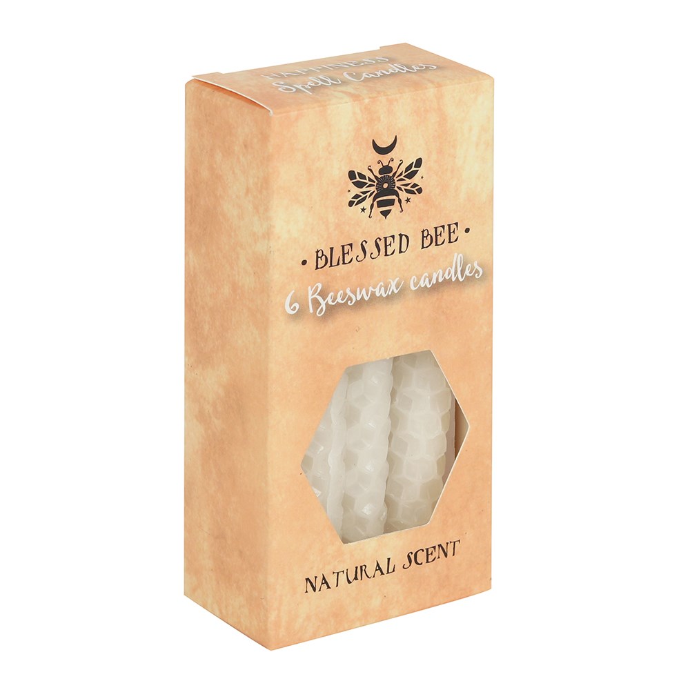 Vit Bivax Ljus , 6 pack - Blessed Bee - Hapiness / Glädje
