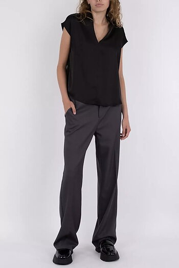 Neo Noir - Flana Drapy Satin Blouse Black