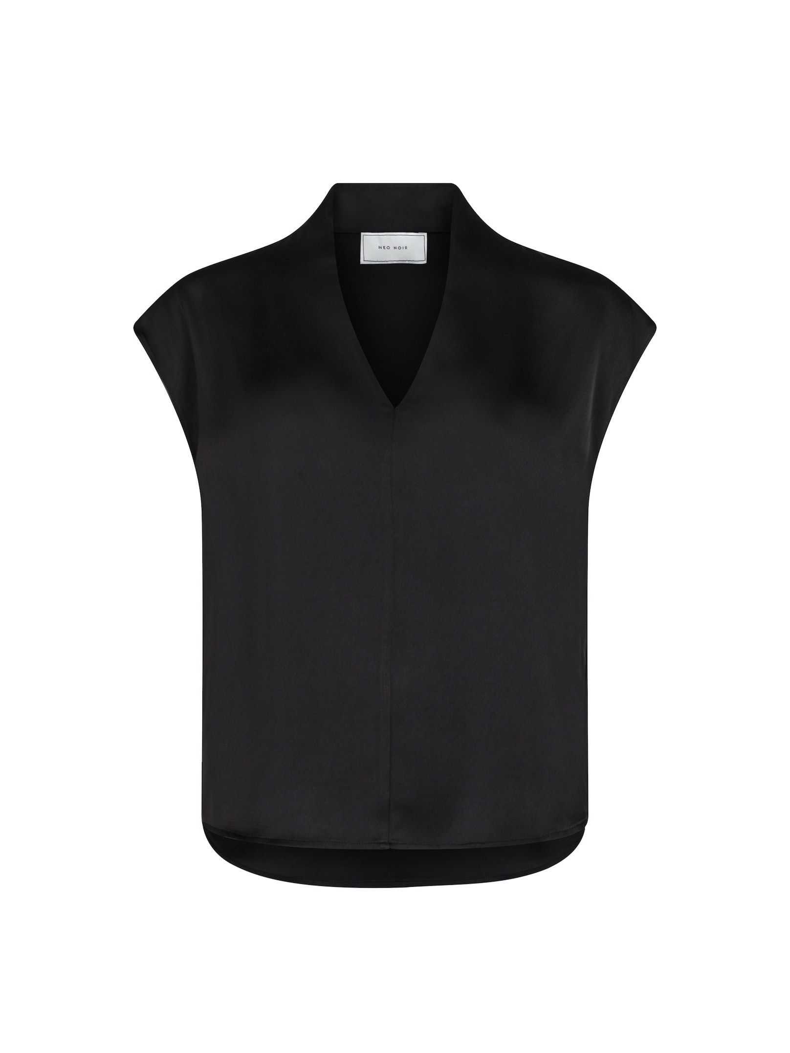Neo Noir - Flana Drapy Satin Blouse Black - 4
