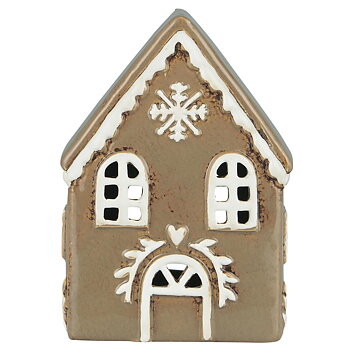 Pepparkakshus för ljus med snökristall