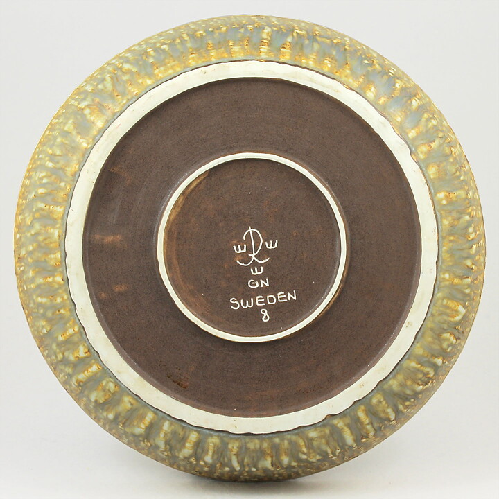 Gunnar Nylund (Birka 1965) Yellow/Brown Rounded Bowl 26 cm