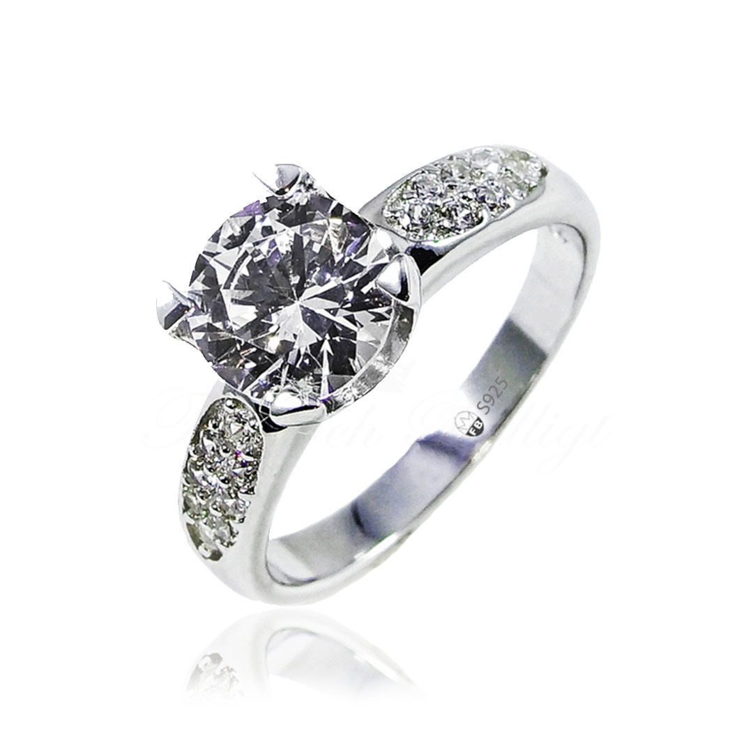 Ring Big One 925s Silverring med 8mm 1.50CT  AAA Cubic Zirconia Diamant
