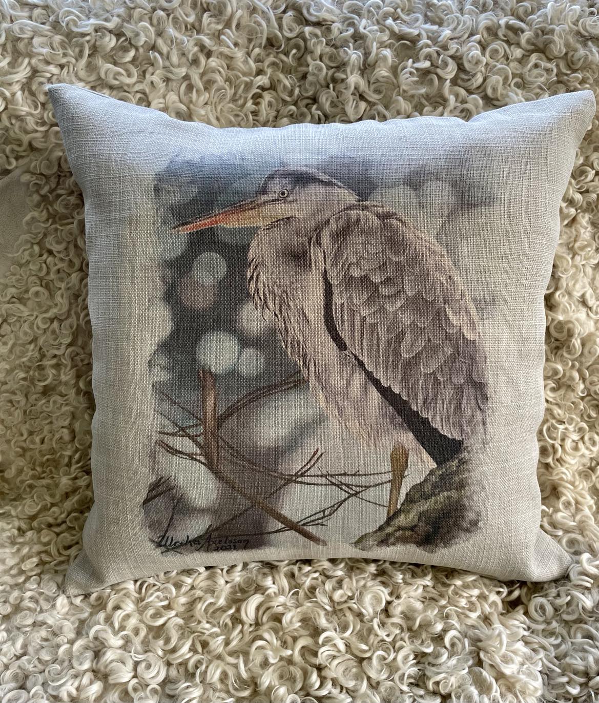 Pillow cover big heron