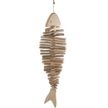 Fiskeskjelett i tre, 80 x 22 cm