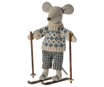 MAILEG PAPPA  MOUSE ON SKI 