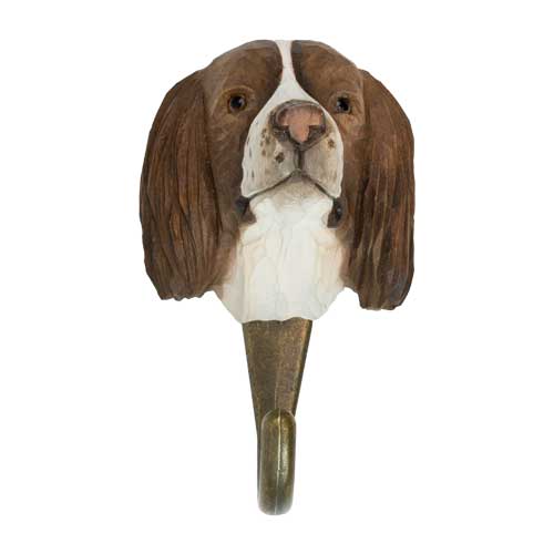 Carved English Springer Spaniel with wings and hook for home ,garden or memorial order