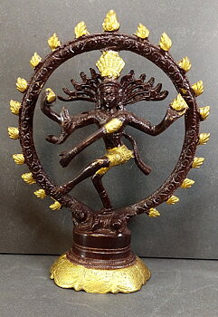 Shiva Nataraja i Brons -  Brun /Gul målad - 13cm