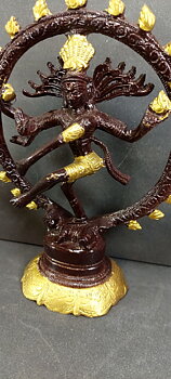 Shiva Nataraja i Brons -  Brun /Gul målad - 13cm
