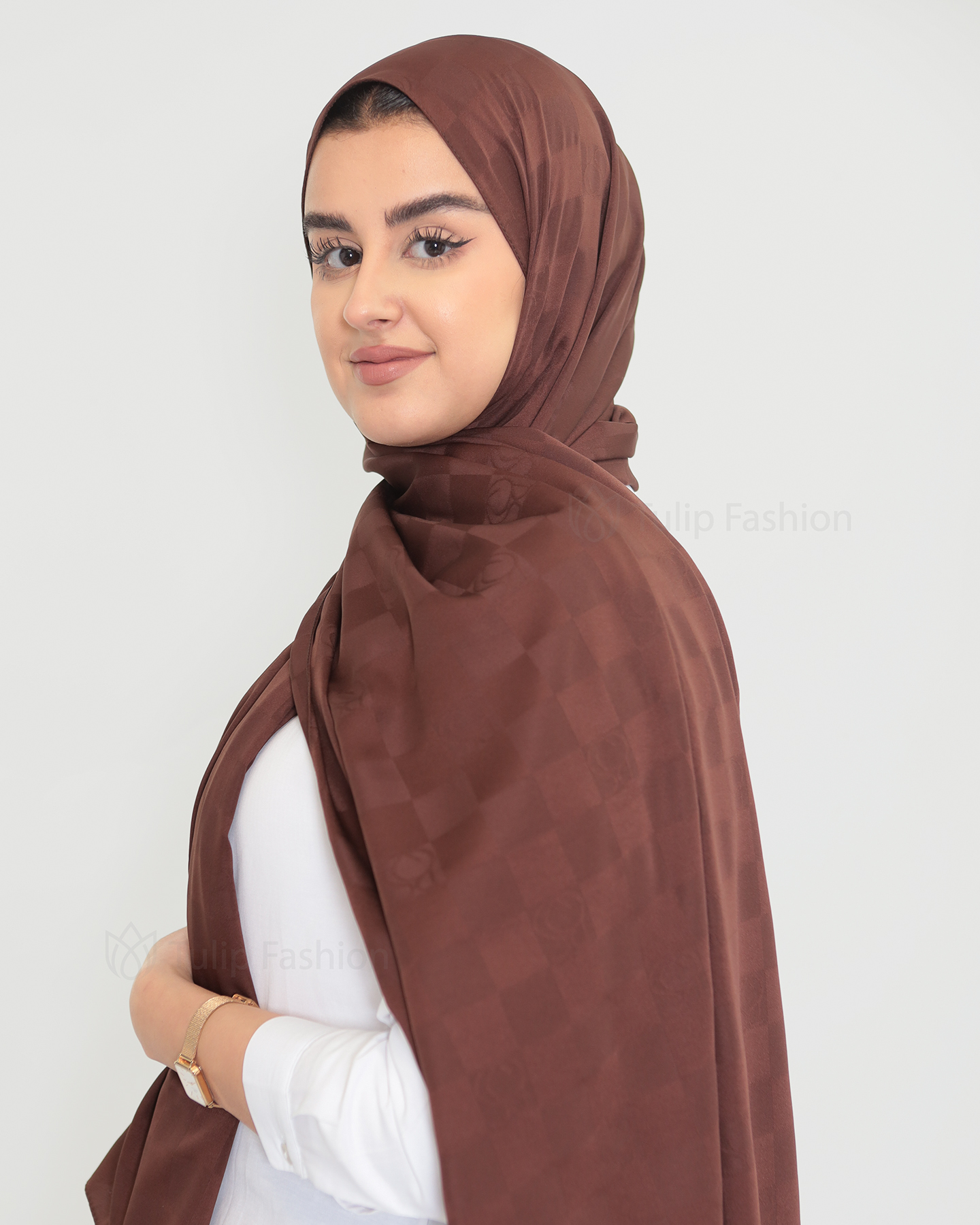 Hijab - Satin Riham -  Cubic Brown