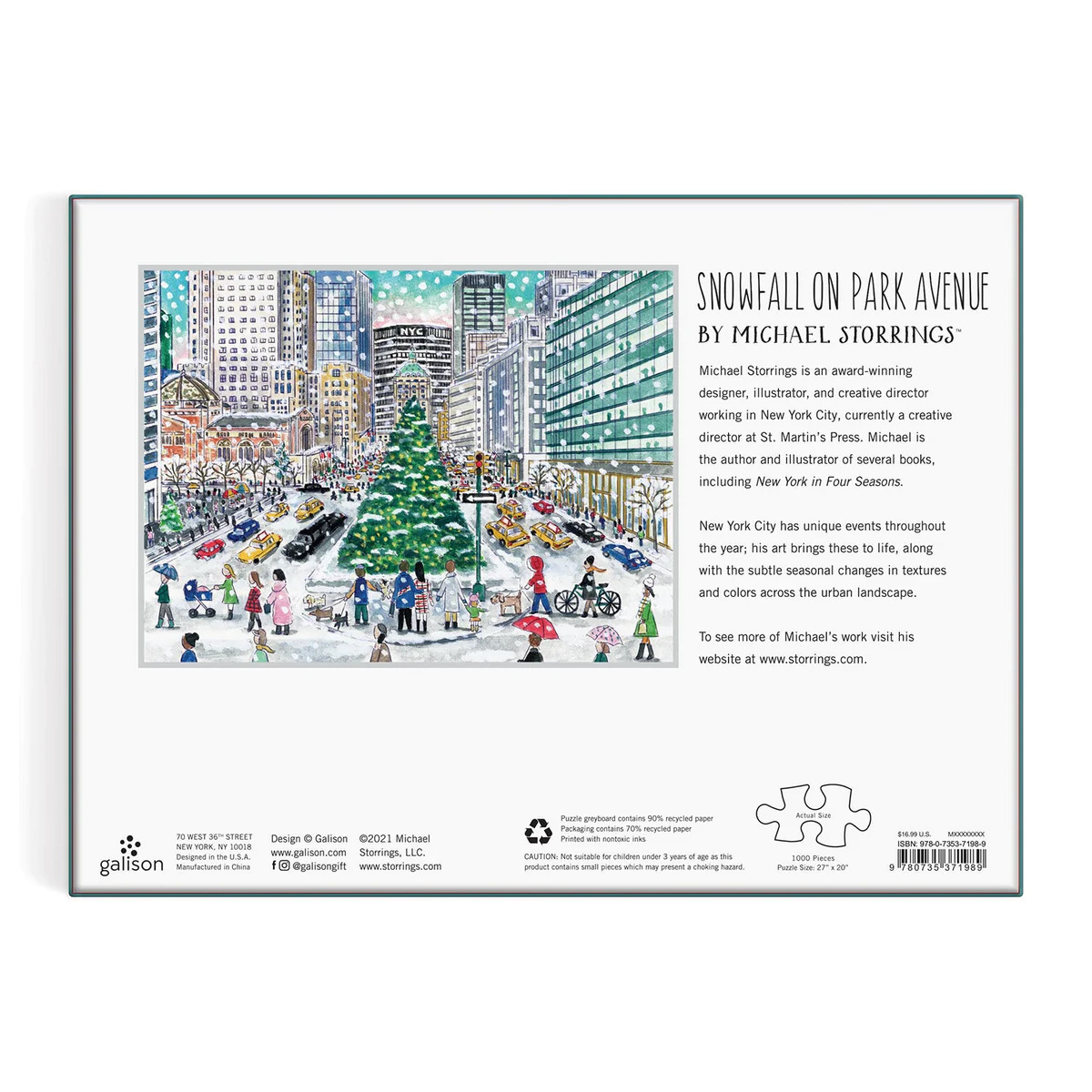 Michael Storrings Snowfall on Park Avenue 1000 Piece Puzzle - 3