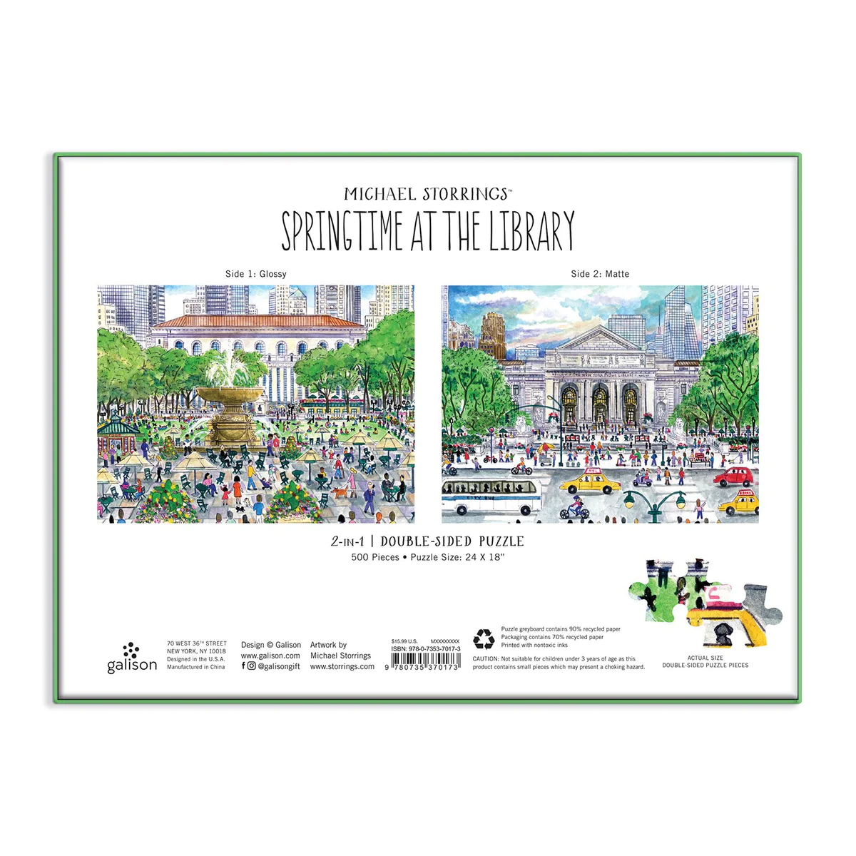 Michael Storrings Springtime at the Library 500 Piece Double-Sided Puzzle - 3