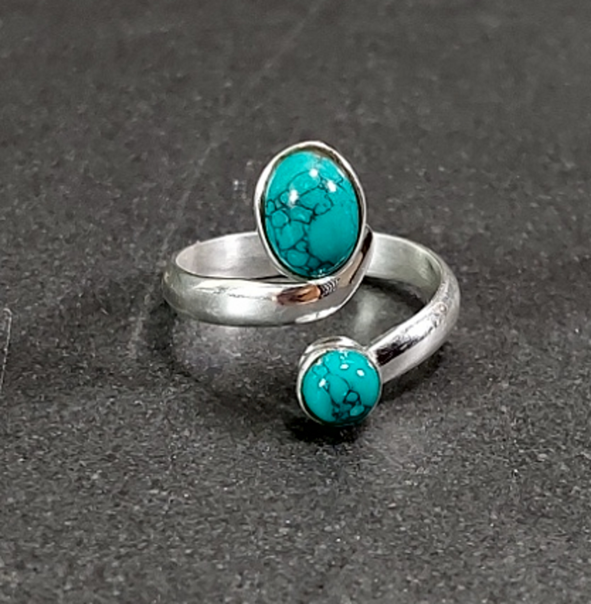 Ställbar Silverring med Stenar - Oval och Rund - 9