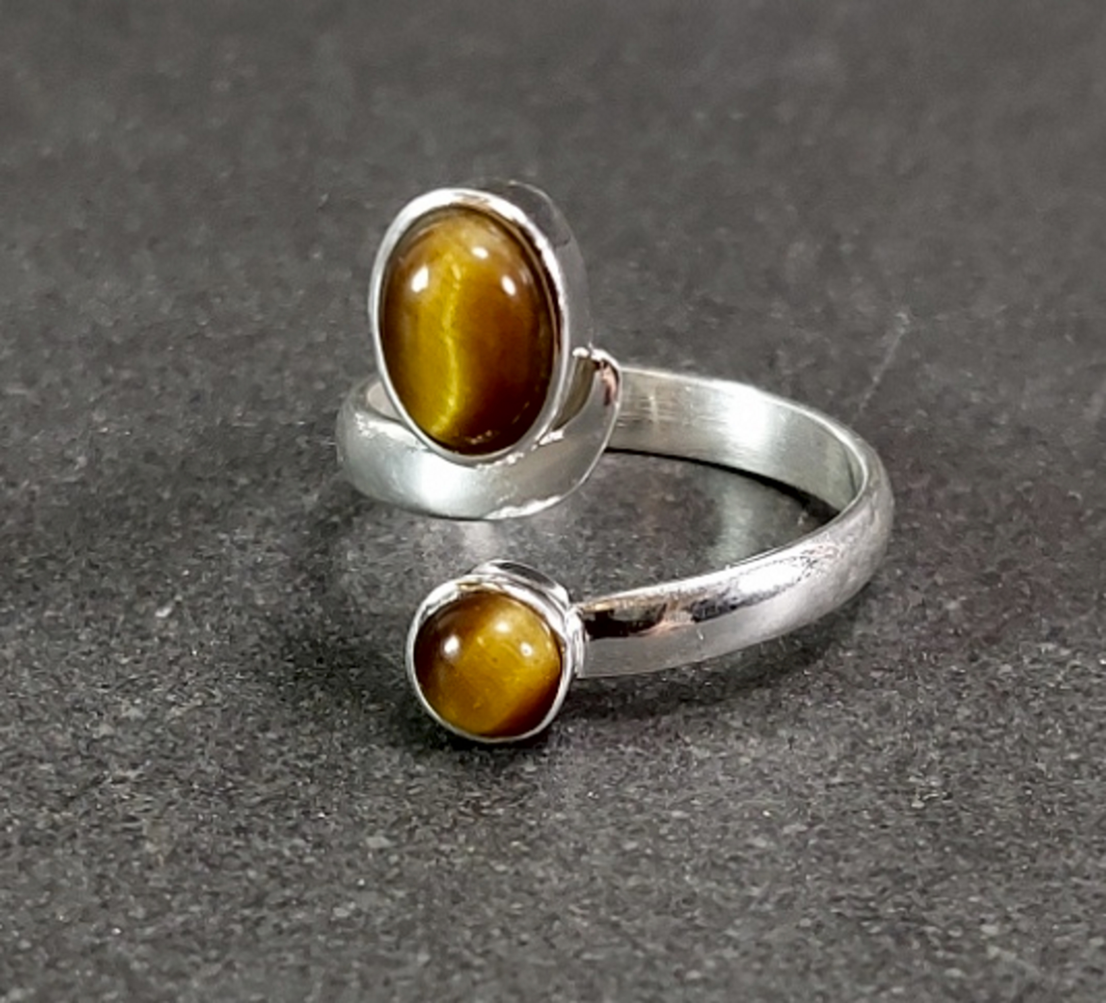 Ställbar Silverring med Stenar - Oval och Rund - 10