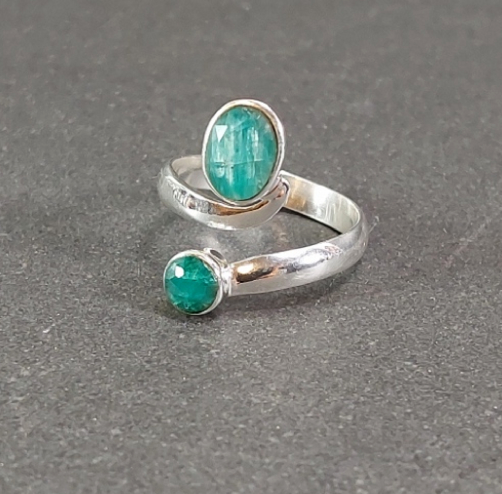Ställbar Silverring med Stenar - Oval och Rund - 5