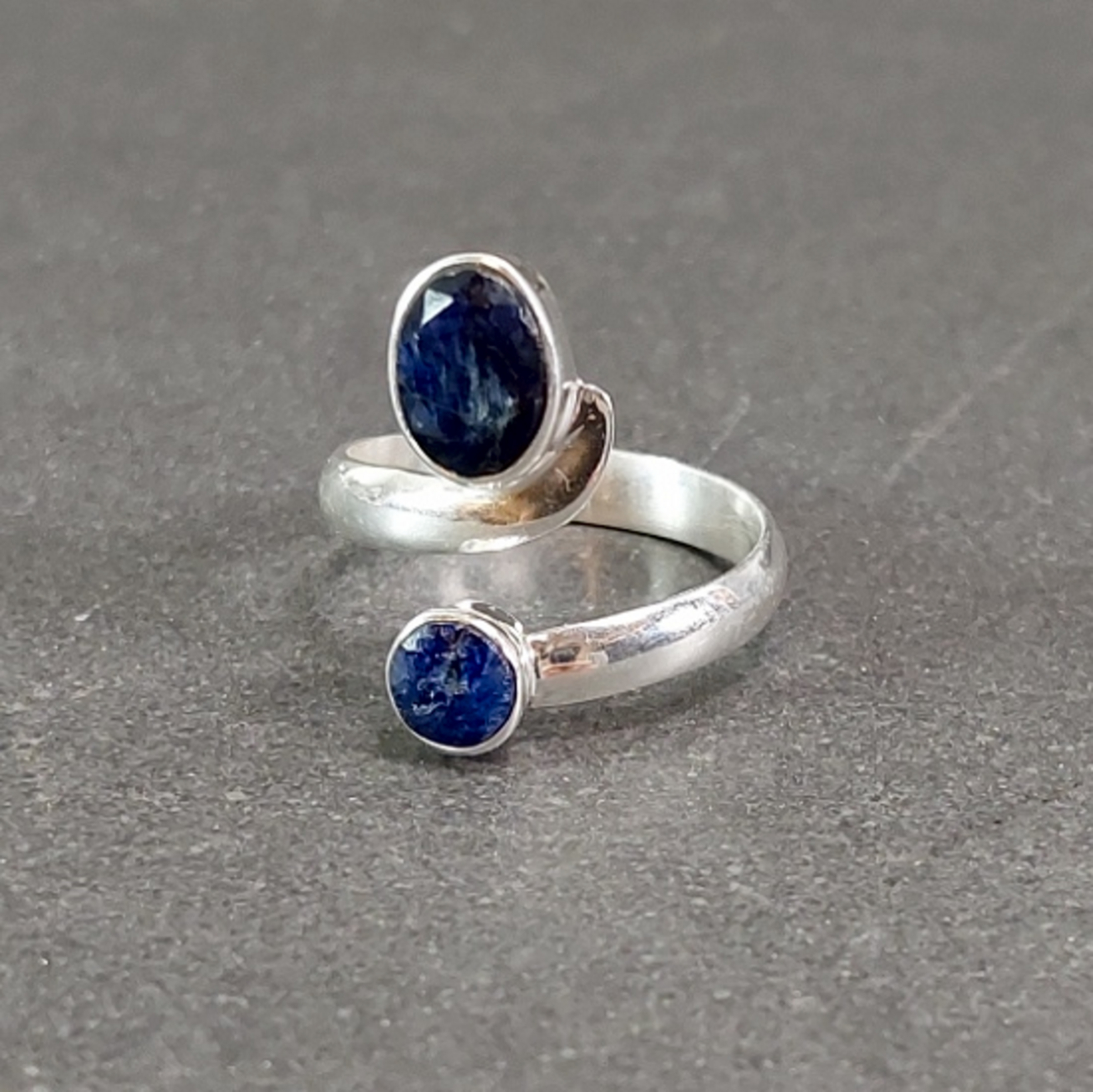 Ställbar Silverring med Stenar - Oval och Rund - 13