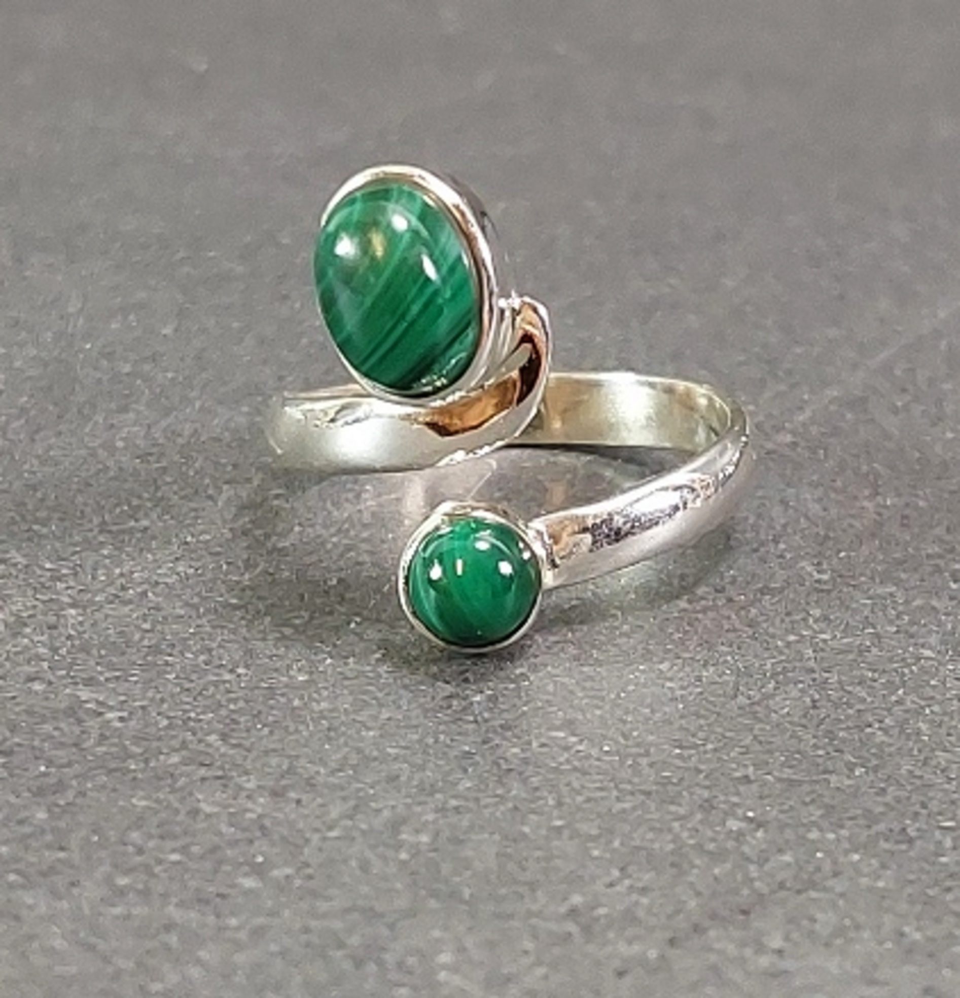 Ställbar Silverring med Stenar - Oval och Rund - 7