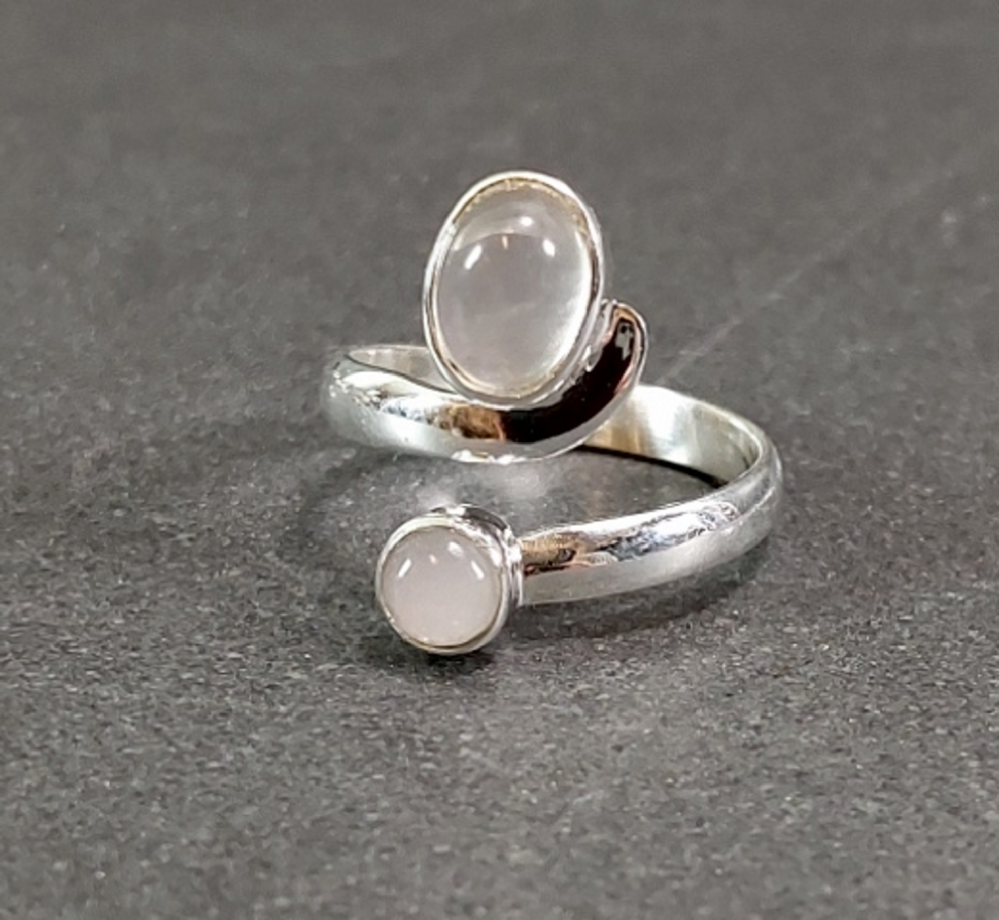 Ställbar Silverring med Stenar - Oval och Rund - 11