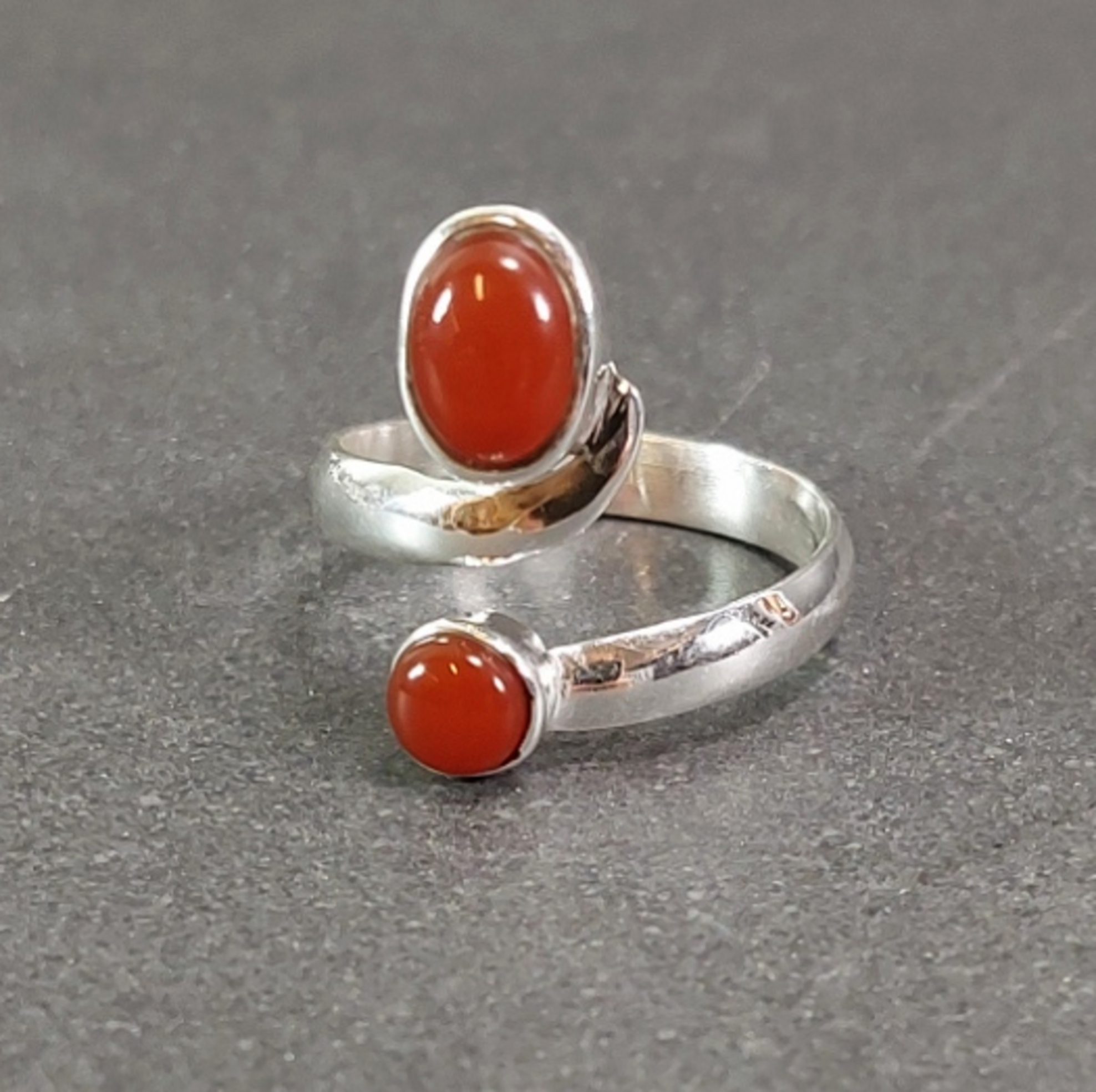 Ställbar Silverring med Stenar - Oval och Rund - 8