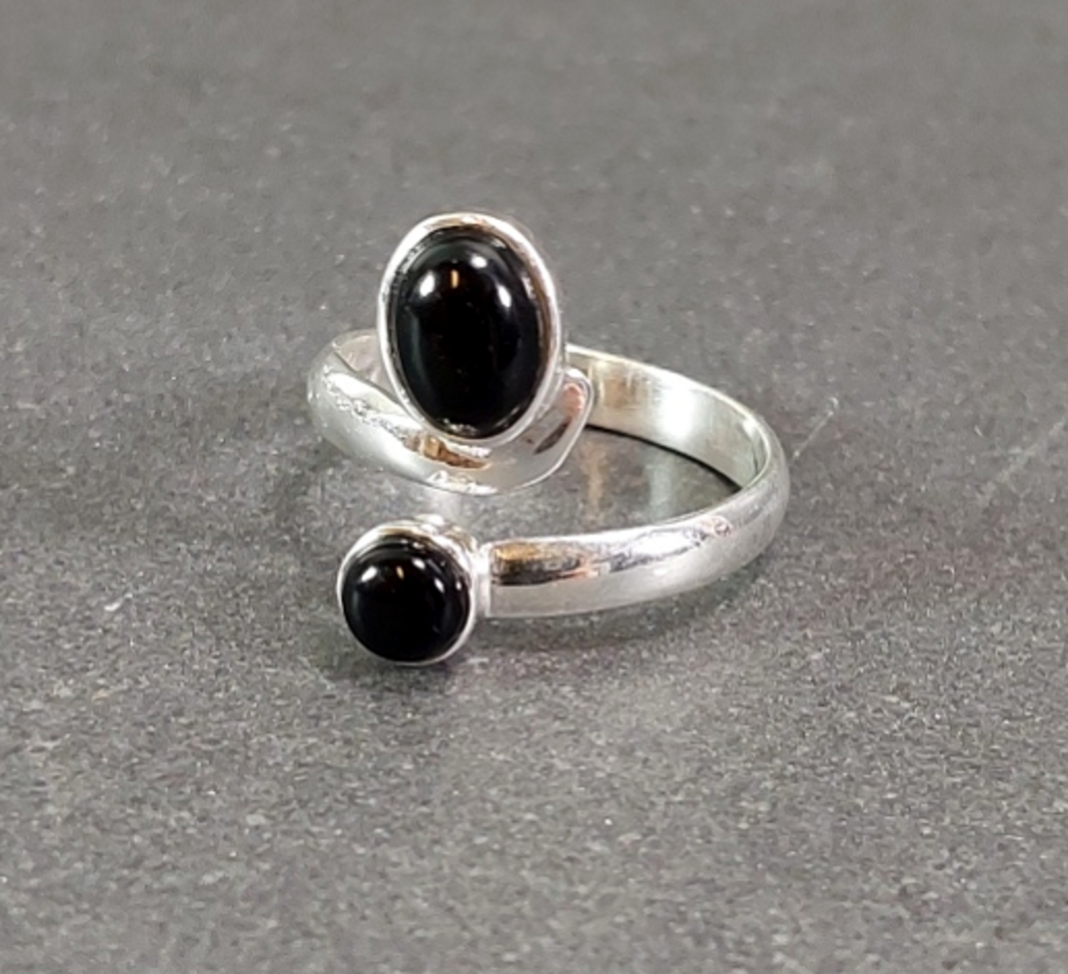 Ställbar Silverring med Stenar - Oval och Rund - 3
