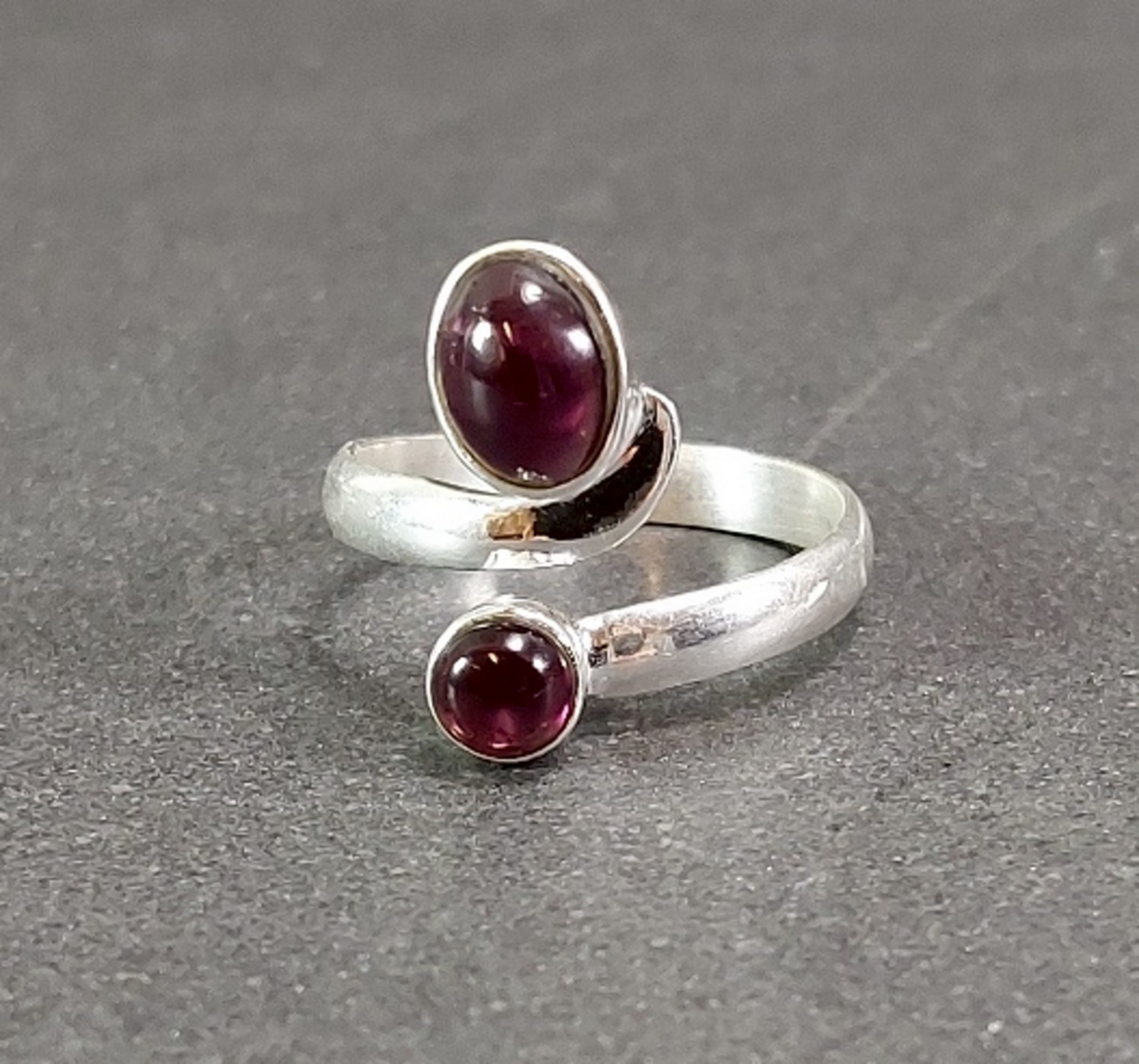Ställbar Silverring med Stenar - Oval och Rund - 12