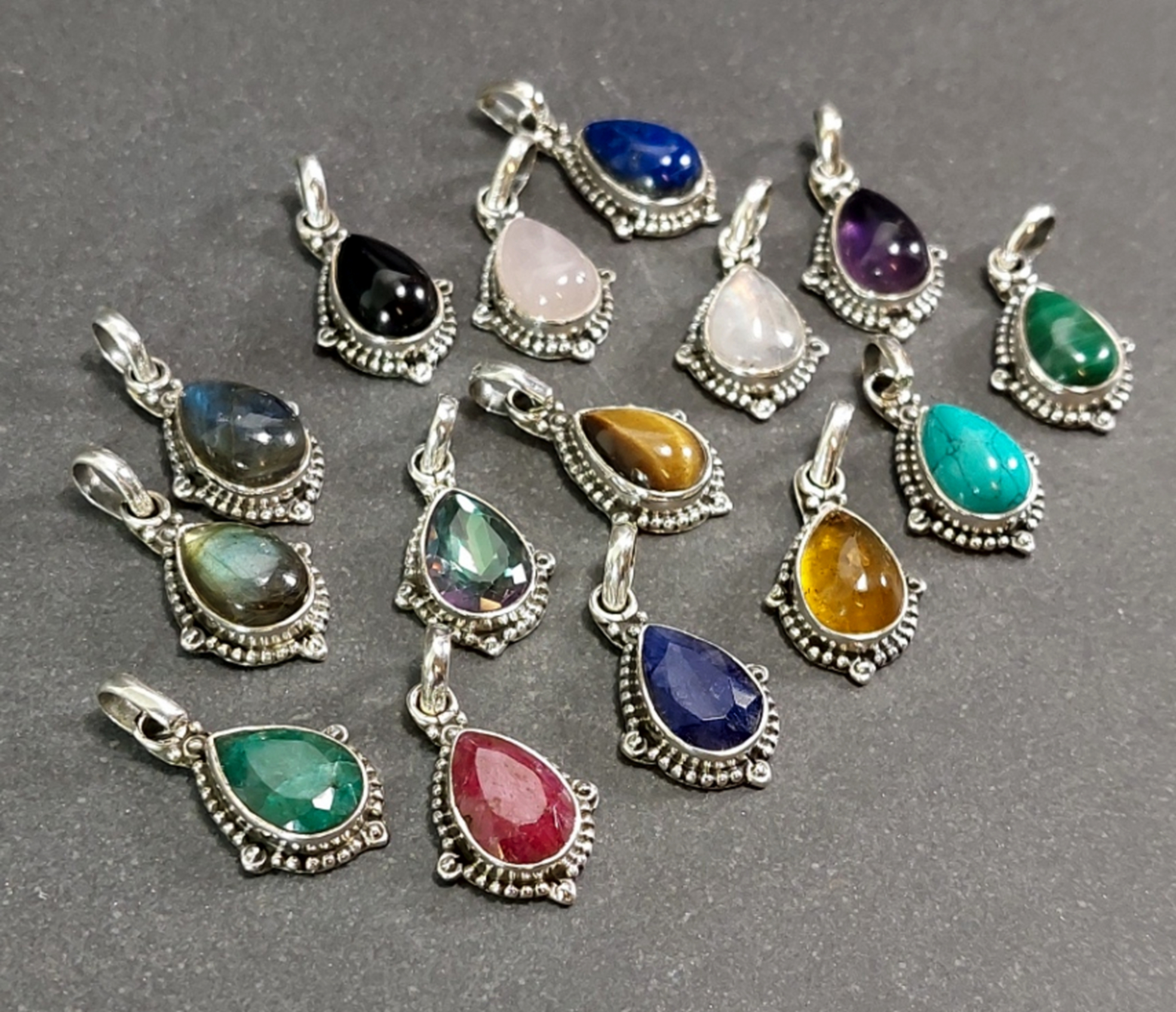Droppformat Cabochon Hänge i Äkta Silver - 2