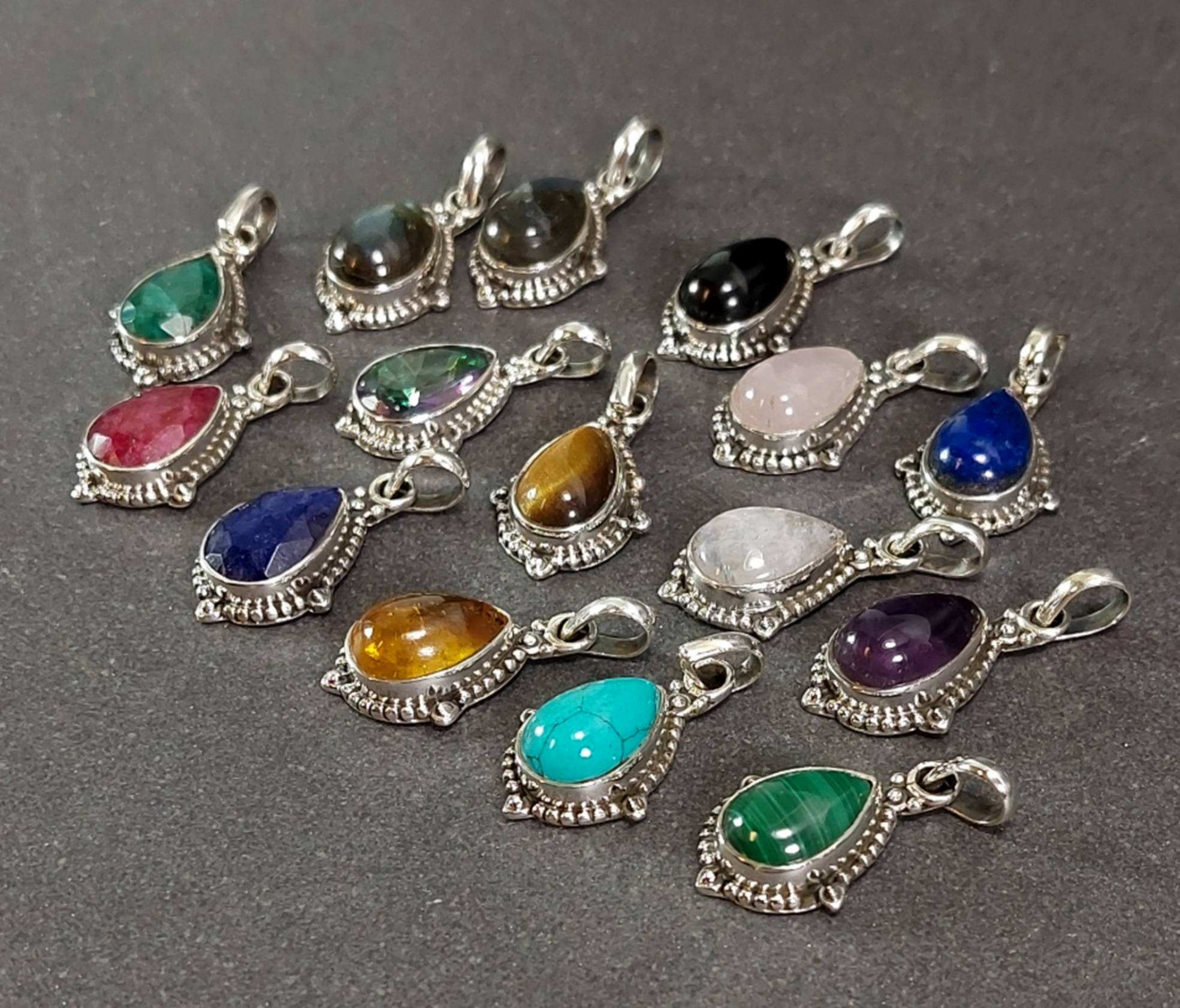 Droppformat Cabochon Hänge i Äkta Silver