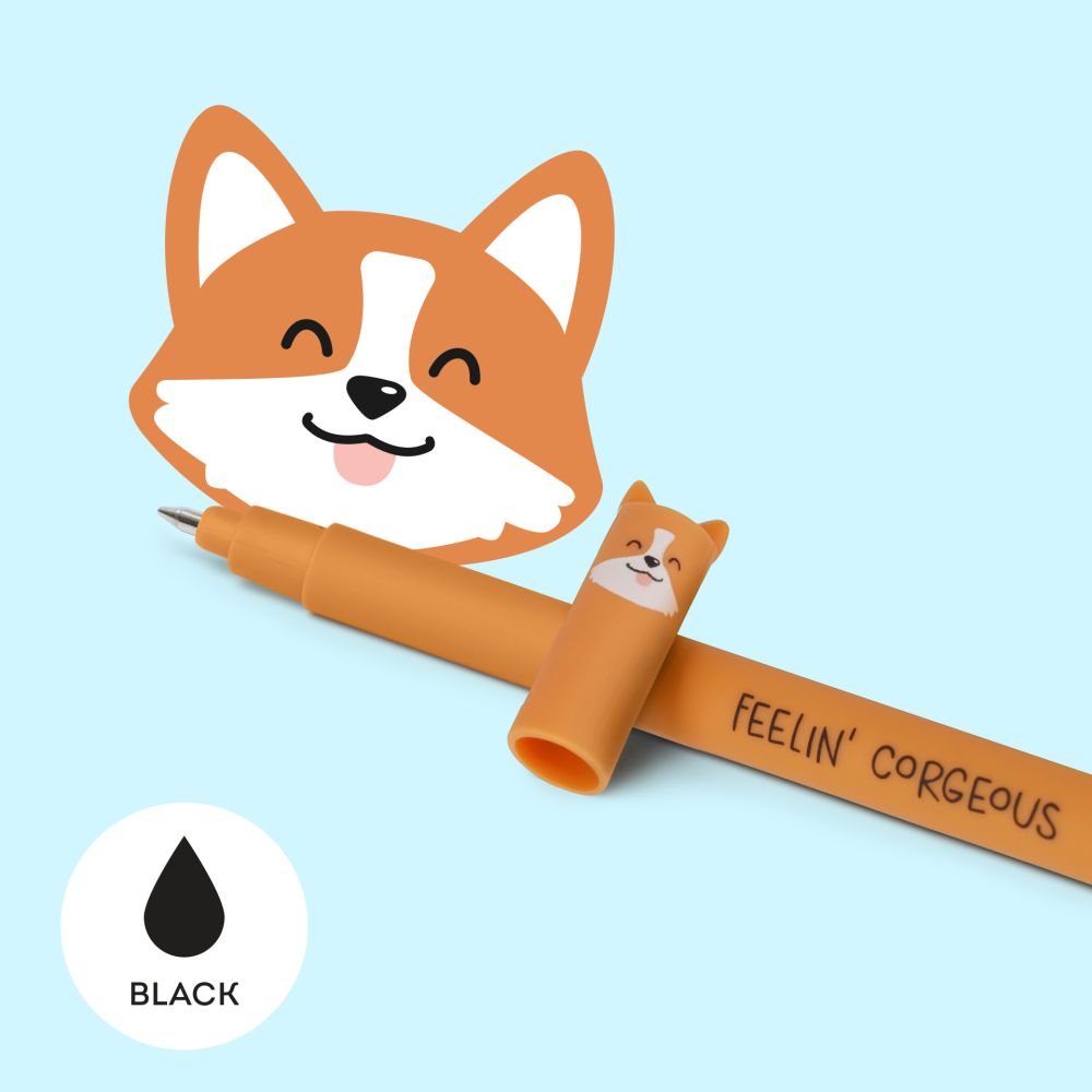 Gelpenna med utsuddbart bläck, Svart - Corgi
