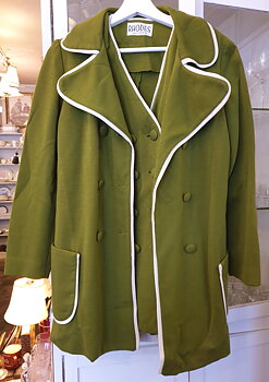 Jacket and waistcoat olive green tricot Rhodes 1970s size M
