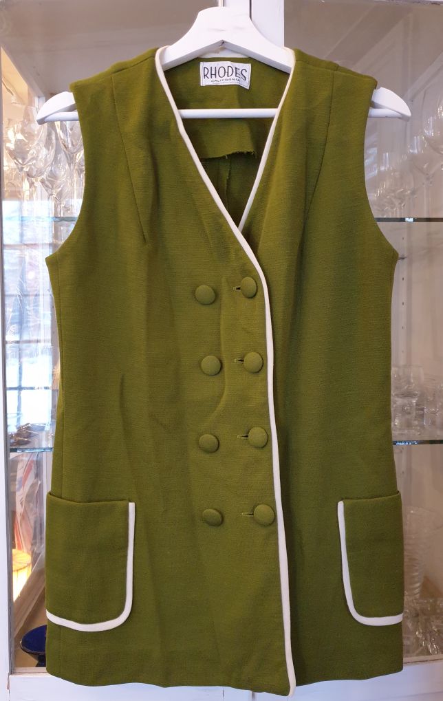 Jacket and waistcoat olive green tricot Rhodes 1970s size M - 4