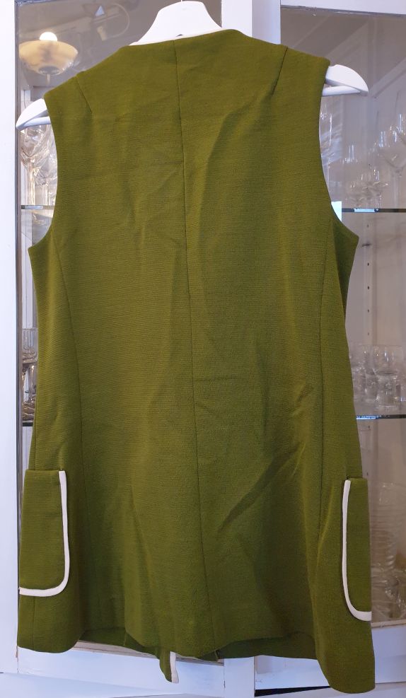 Jacket and waistcoat olive green tricot Rhodes 1970s size M - 5
