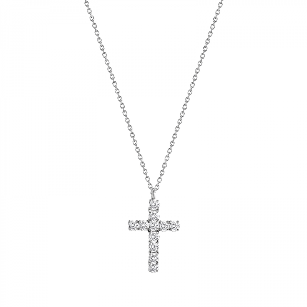 Cross Crystal Halsband i silver