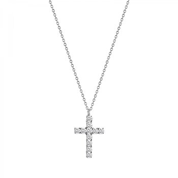 Cross Crystal Halsband i silver