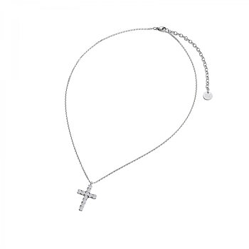 Cross Crystal Halsband i silver