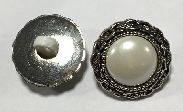 Silver Knapp Kedja Vit & Silver 18