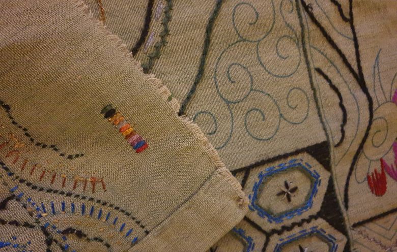 Bordsduk broderad 1920-tal inte färdigbroderad - 3