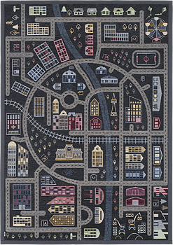 Barnmatta City/Countryside Svart 140x200cm