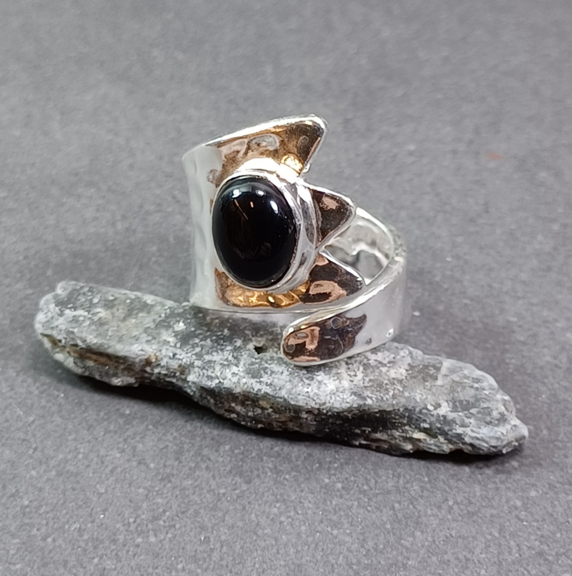 Ställbar Silverring med oval Sten Cabochon. - 7