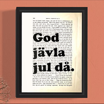 Tavla med texten God jävla jul då.