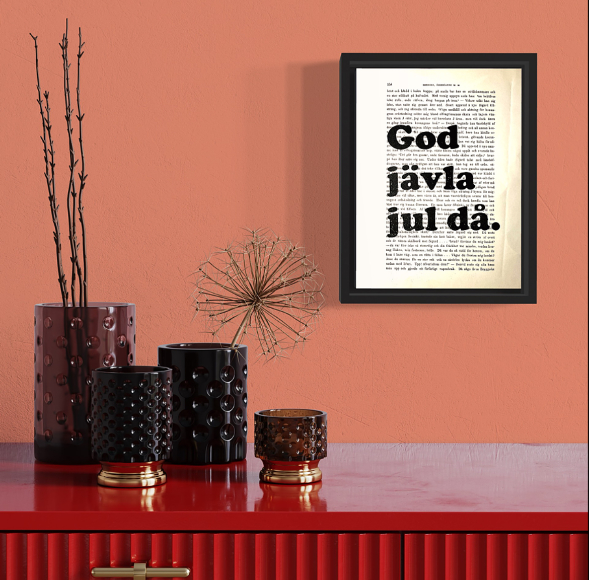 Tavla med texten God jävla jul då.