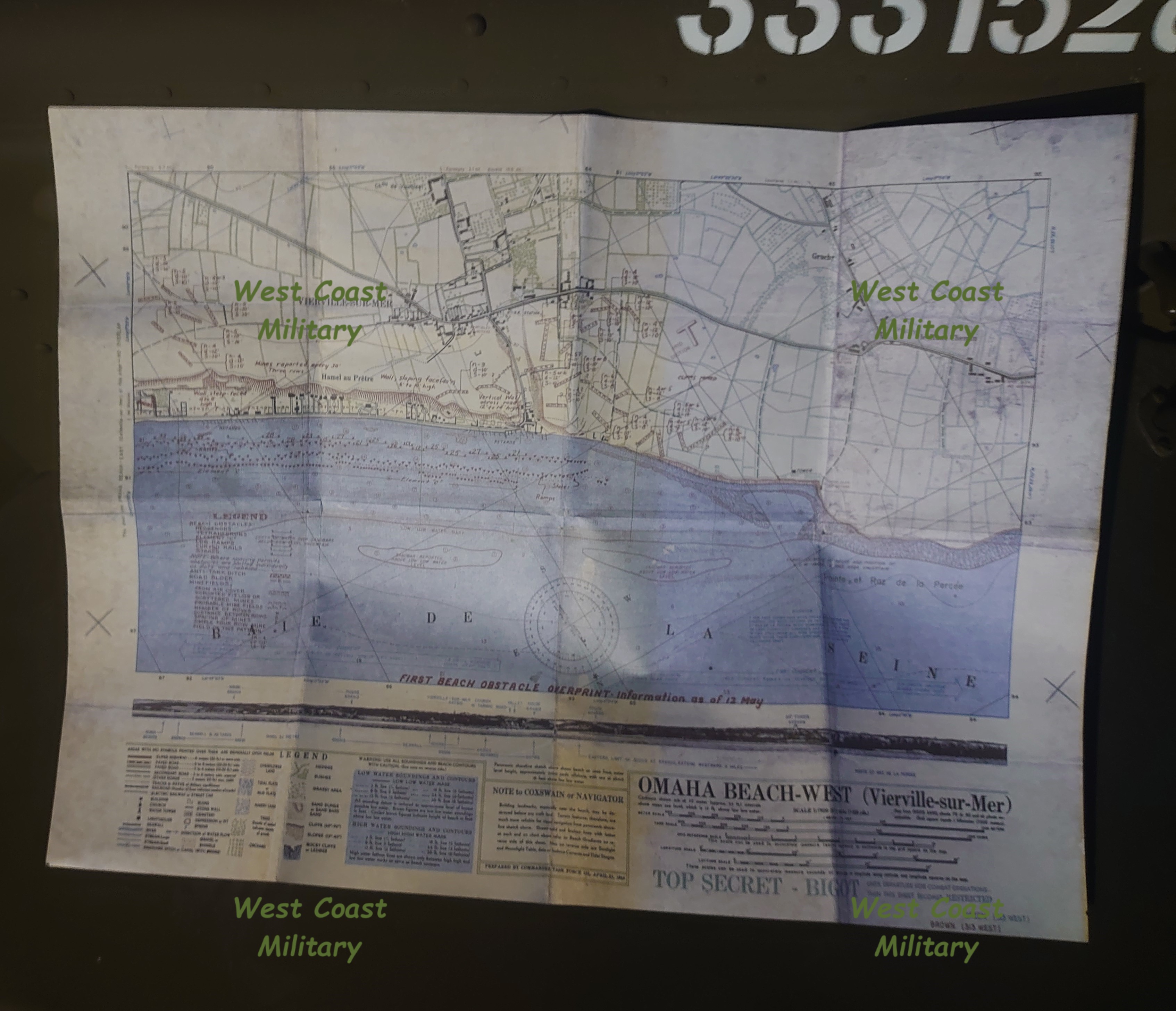 WW2 karta över Omaha beach west