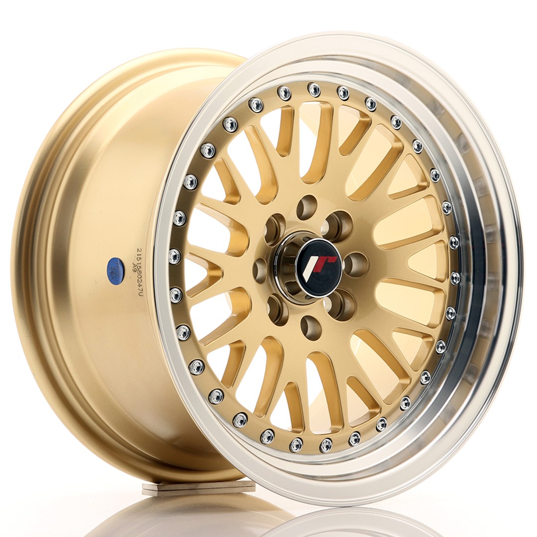 15" JR Wheels JR10 - Gold Machined Lip - 2