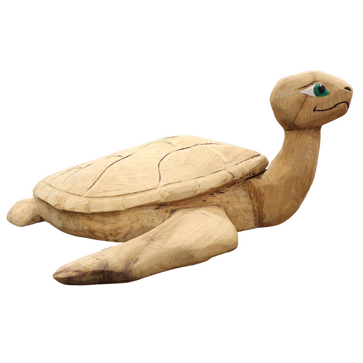 Treskulptur Skilpadde nysjerrig