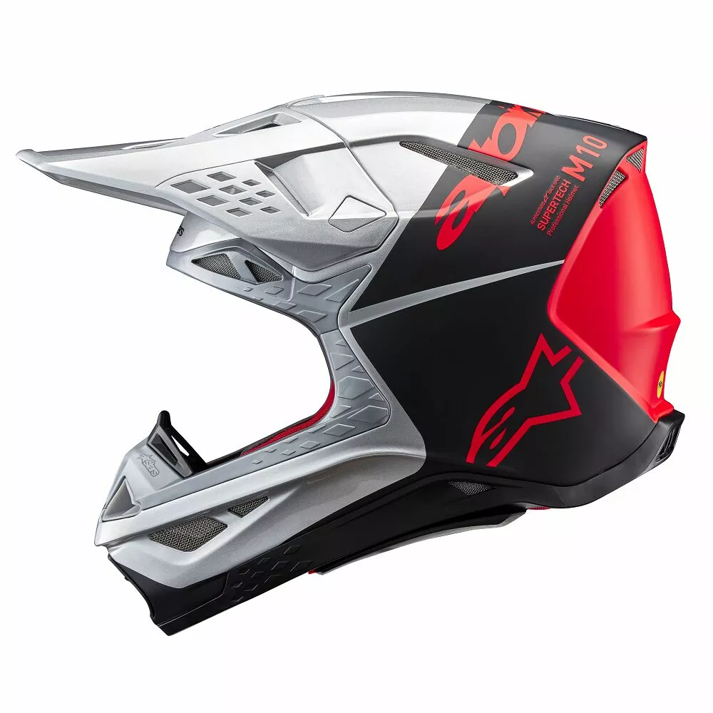 Alpinestars Supertech M10 Flood Crosshelm Zilver/ Zwart/ Rood - 2