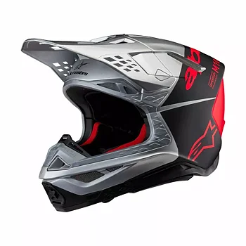 Alpinestars Supertech M10 Flood Crosshelm Silber/ Schwarz/ Rot
