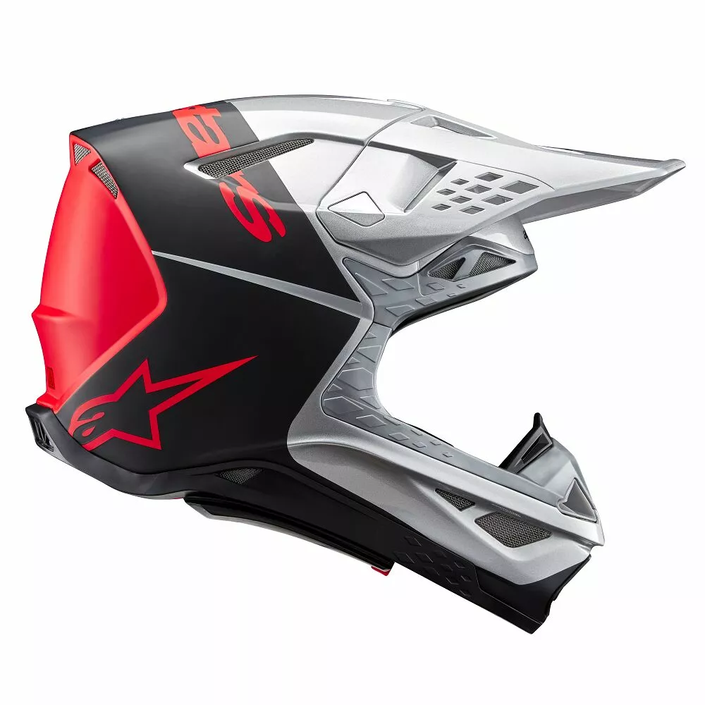 Alpinestars Supertech M10 Flood Crosshelm Zilver/ Zwart/ Rood - 5