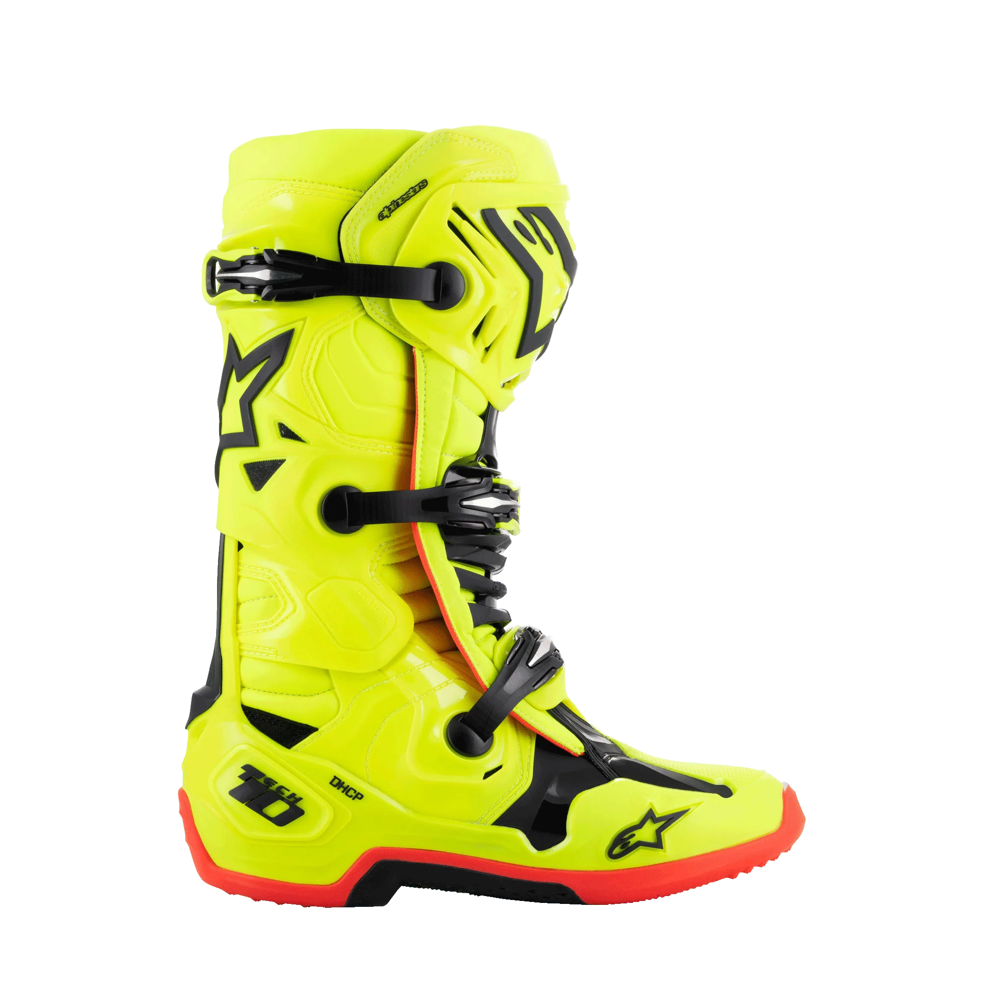 Tech 10 Botas de Cross Alpinestars Negro/ Hi-Vis Rojo/ Hi-Vis Amarillo - 2