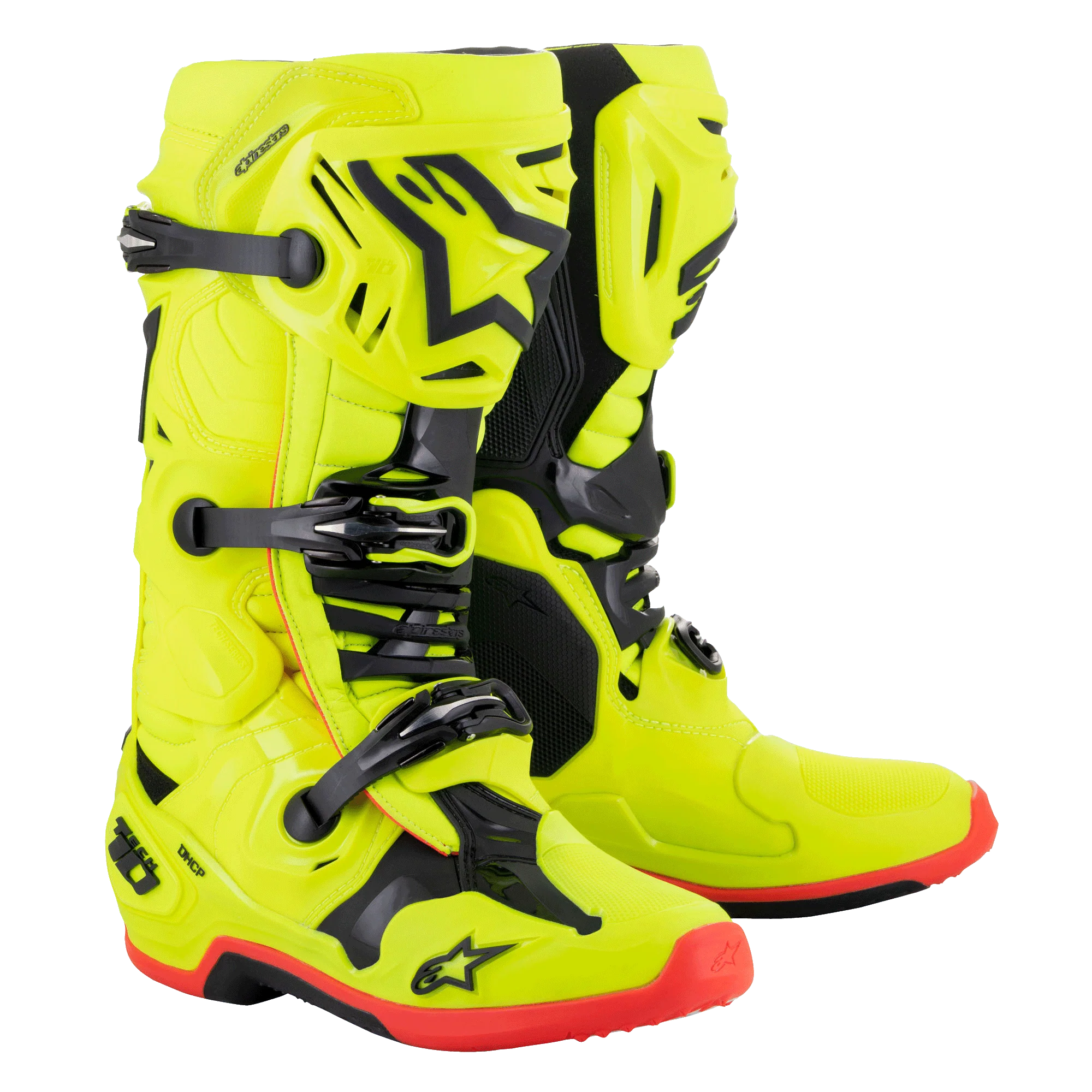 Tech 10 Botas de Cross Alpinestars Negro/ Hi-Vis Rojo/ Hi-Vis Amarillo